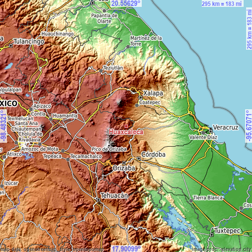 Topographic map of Huaxcaleca