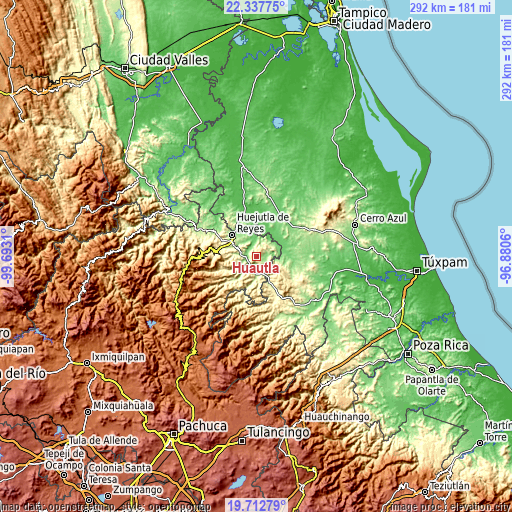 Topographic map of Huautla