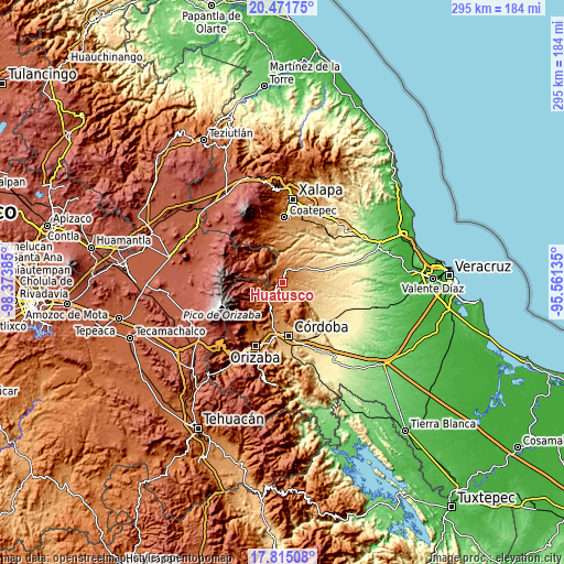 Topographic map of Huatusco