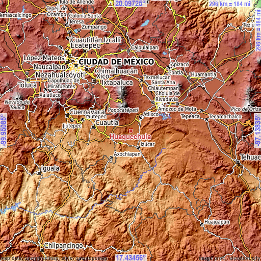 Topographic map of Huaquechula