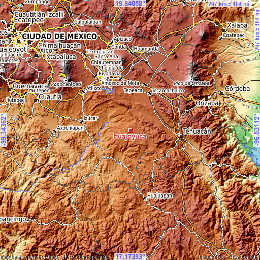 Topographic map of Huajoyuca