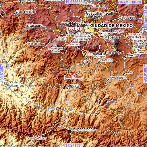 Topographic map of Huajintlán