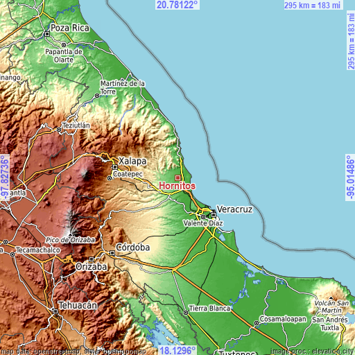 Topographic map of Hornitos