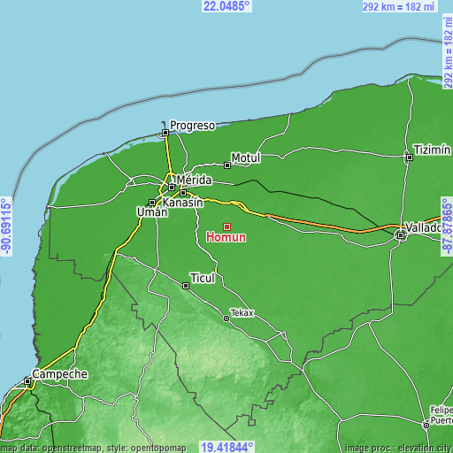 Topographic map of Homun