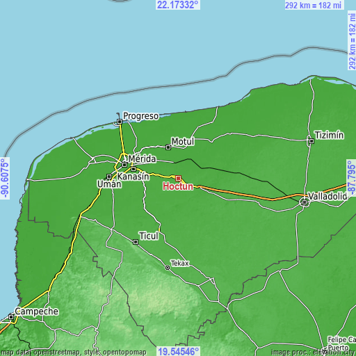 Topographic map of Hoctun
