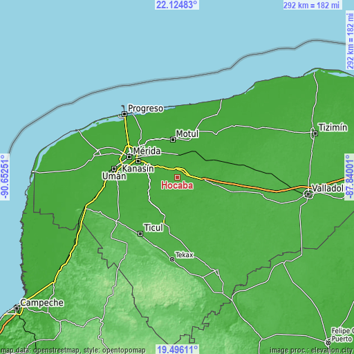 Topographic map of Hocaba