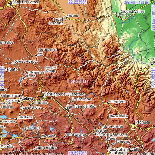 Topographic map of Higuerillas