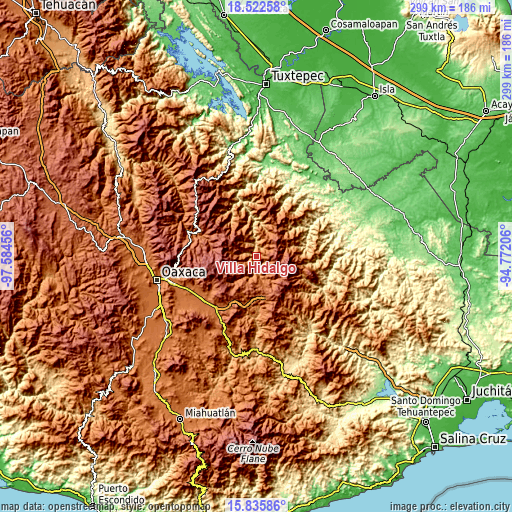 Topographic map of Villa Hidalgo