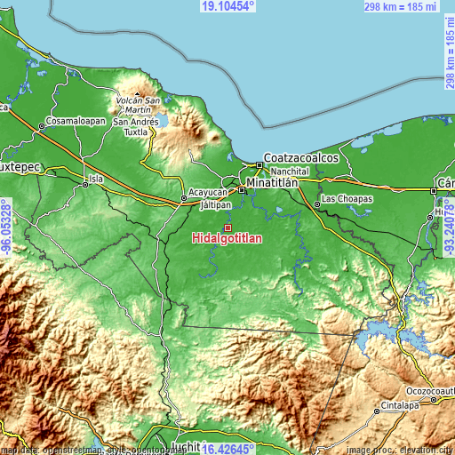 Topographic map of Hidalgotitlán