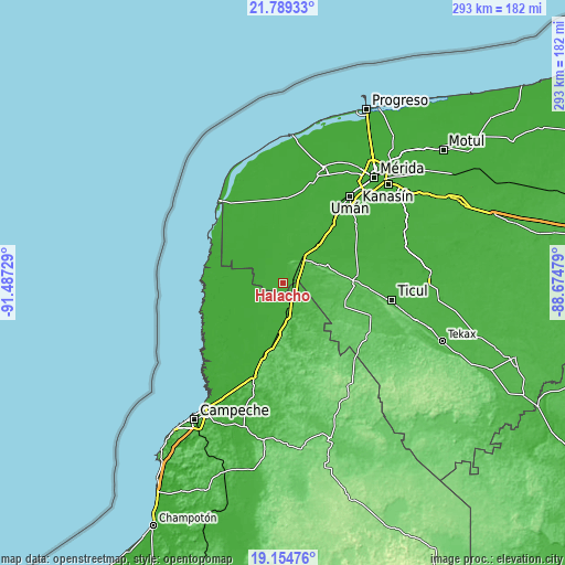 Topographic map of Halachó
