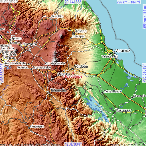Topographic map of Guadalupe