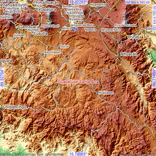 Topographic map of Guadalupe Santa Ana