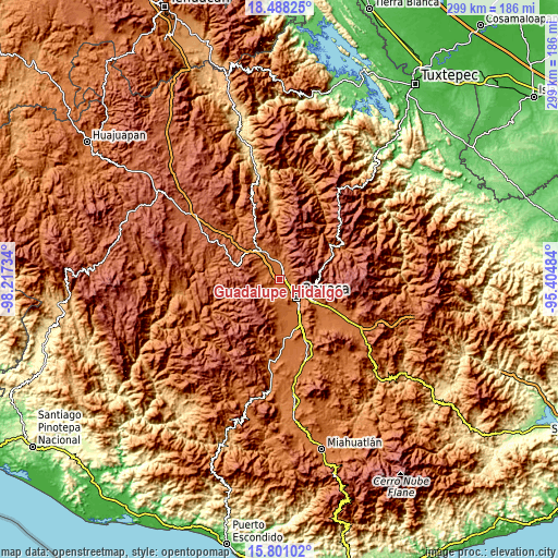 Topographic map of Guadalupe Hidalgo