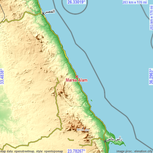 Topographic map of Marsa Alam