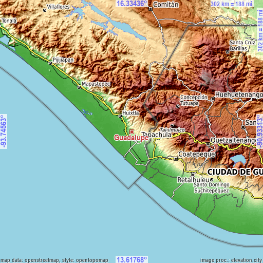 Topographic map of Guadalupe