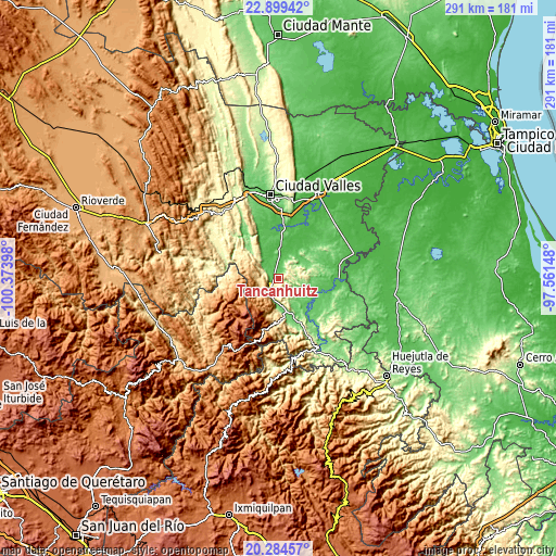 Topographic map of Tancanhuitz