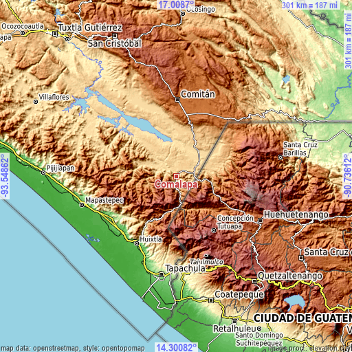 Topographic map of Comalapa