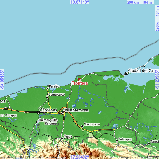Topographic map of Frontera