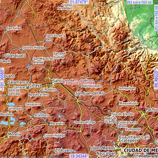 Topographic map of Ezequiel Montes