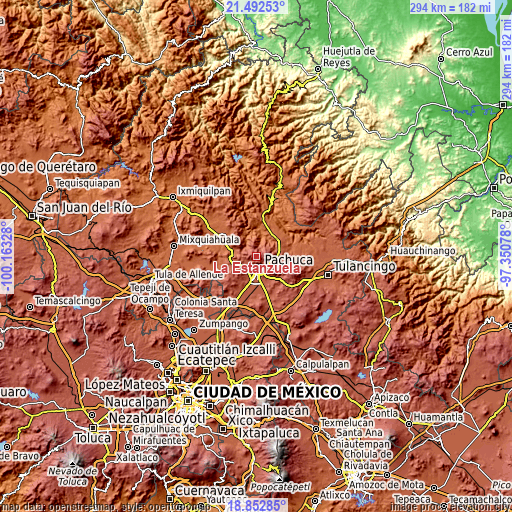 Topographic map of La Estanzuela