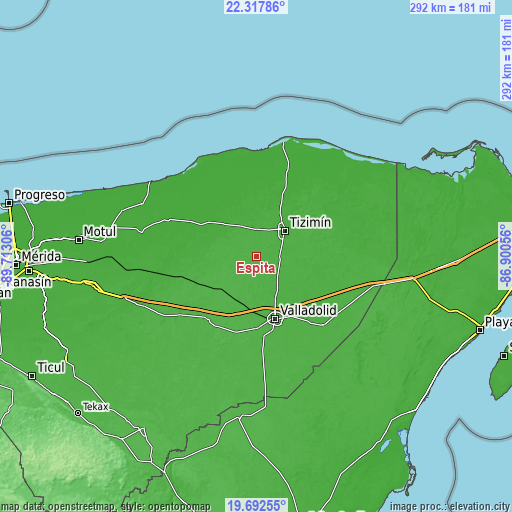 Topographic map of Espita