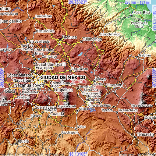 Topographic map of Españita