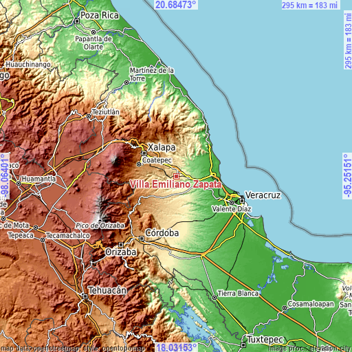 Topographic map of Villa Emiliano Zapata