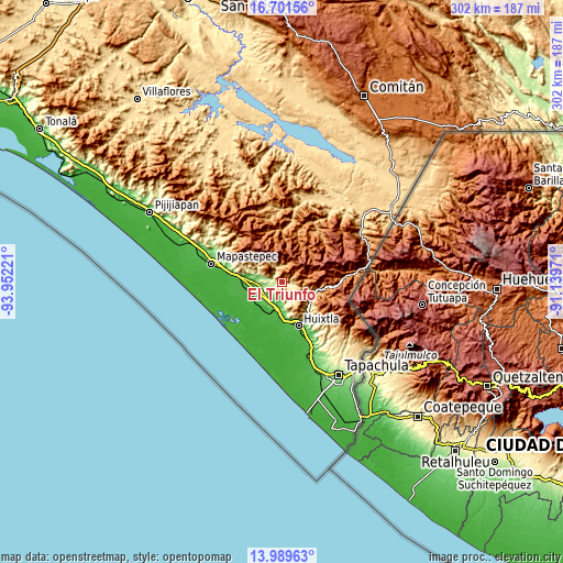 Topographic map of El Triunfo