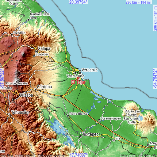 Topographic map of El Tejar