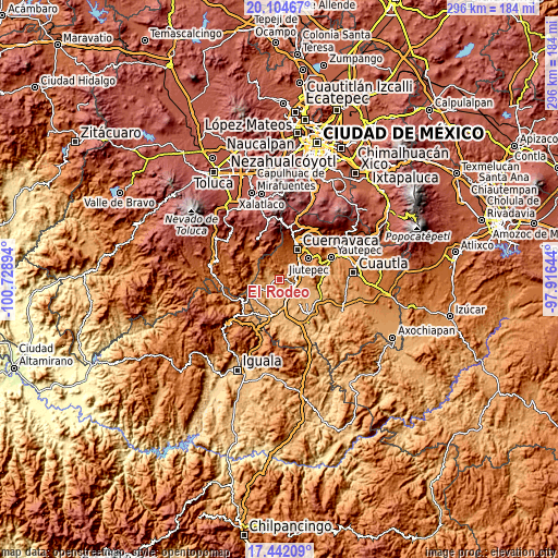 Topographic map of El Rodeo