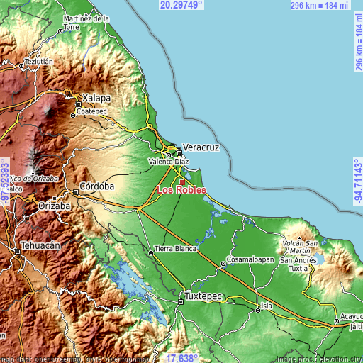 Topographic map of Los Robles