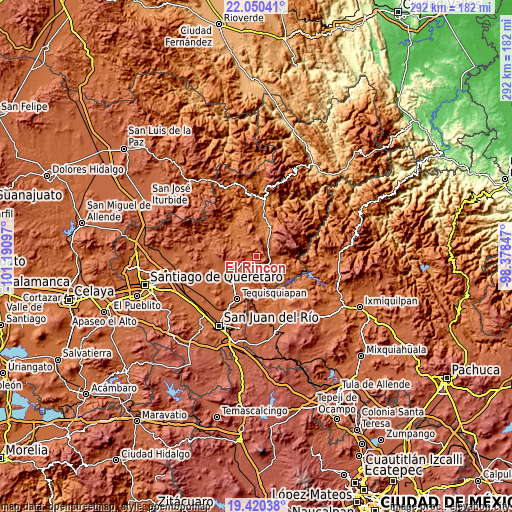 Topographic map of El Rincón