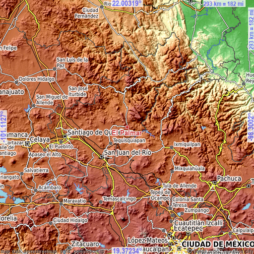 Topographic map of El Palmar