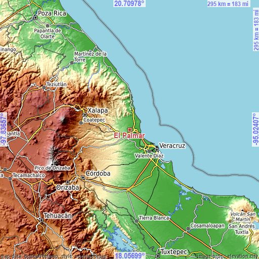 Topographic map of El Palmar