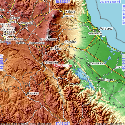 Topographic map of Eloxochitlán