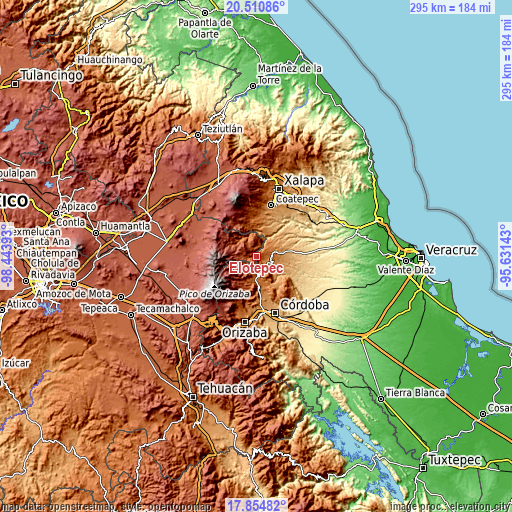 Topographic map of Elotepec