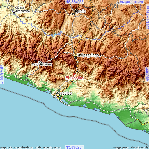 Topographic map of El Ocotito