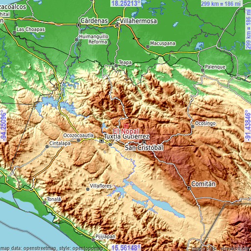 Topographic map of El Nopal