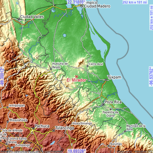 Topographic map of El Mirador