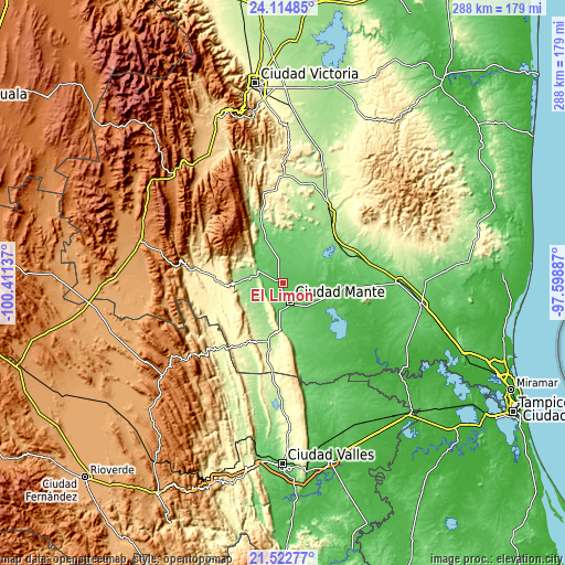Topographic map of El Limón