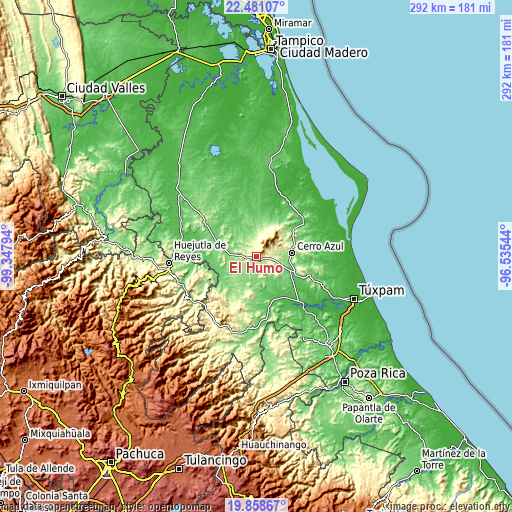 Topographic map of El Humo