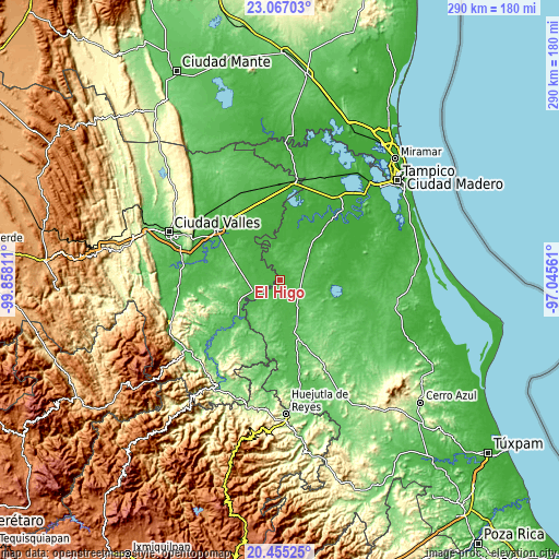 Topographic map of El Higo