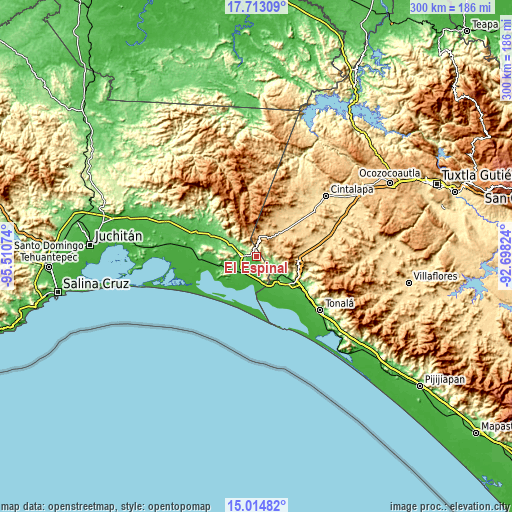 Topographic map of El Espinal