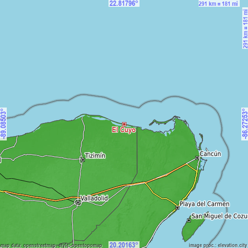 Topographic map of El Cuyo