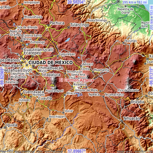 Topographic map of El Carmen Aztama