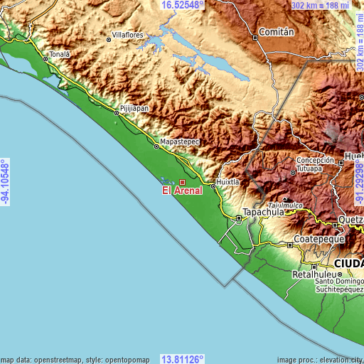 Topographic map of El Arenal