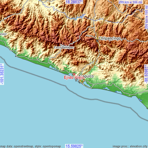 Topographic map of Ejido Viejo