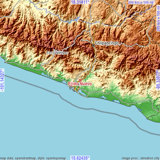 Topographic map of Ejido Nuevo