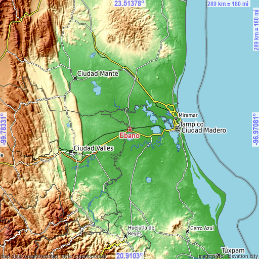 Topographic map of Ébano