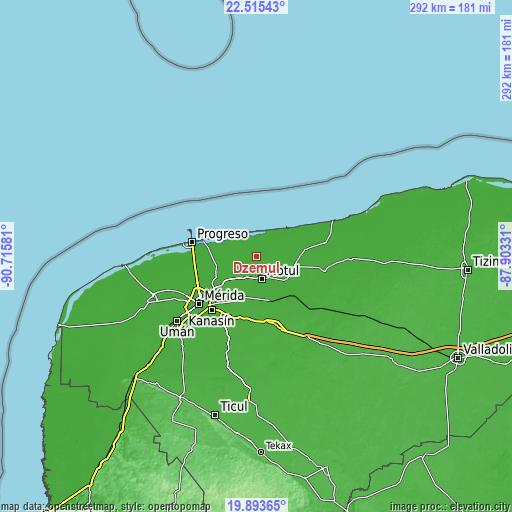 Topographic map of Dzemul